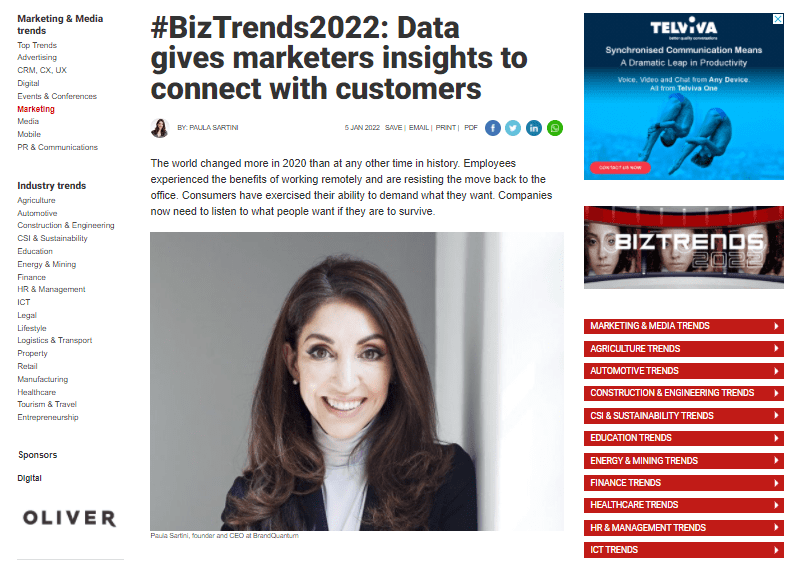 BIZCOMMUNITY | #BizTrends2022: Data gives marketers insights to connect with customers