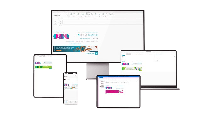 BrandMail email signature shown consistently across devices