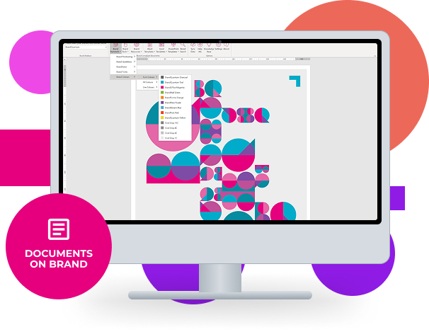 BrandOffice toolbar in Microsoft Word applying brand colours to a document