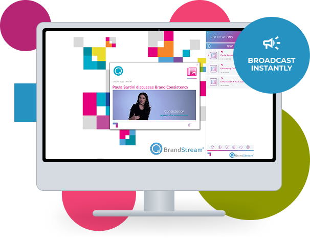 BrandStream broadcasting a company news item to employee desktops